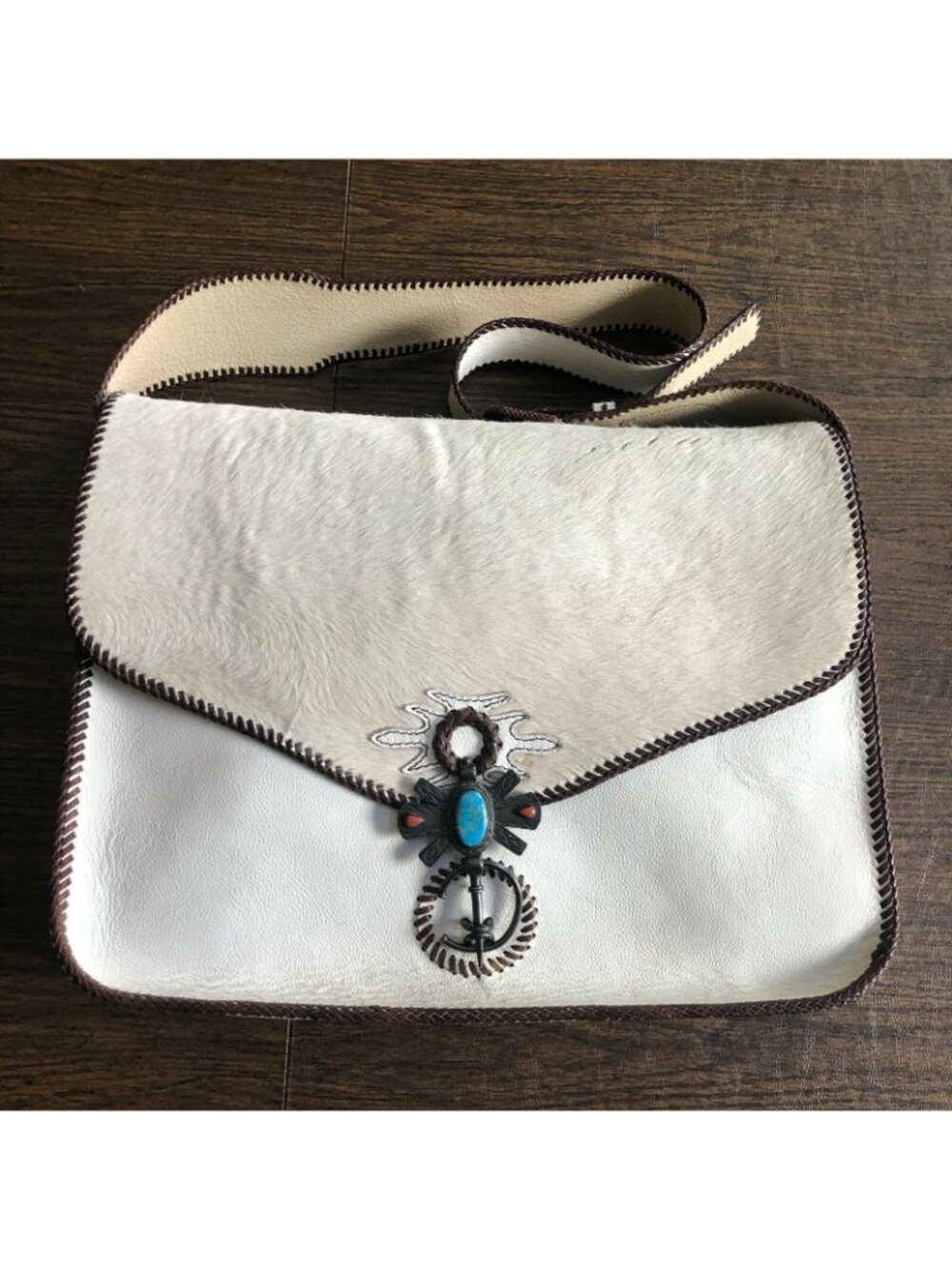 Divine Tribe by Chad Ypon Raw Hide Leather Laptop Satchel Messenger Bag RARE - Picture 3 of 11